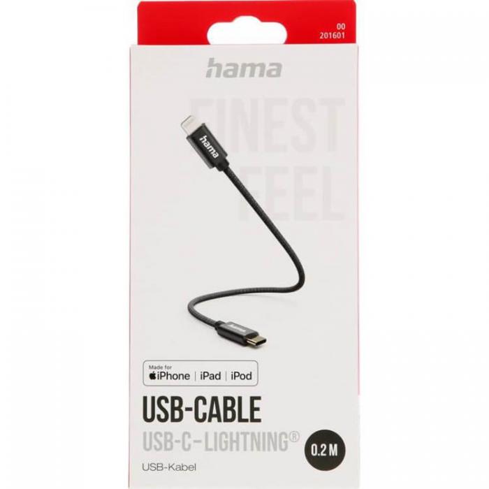 Hama - Hama USB-C till Lightning kabel 0.2m - Svart