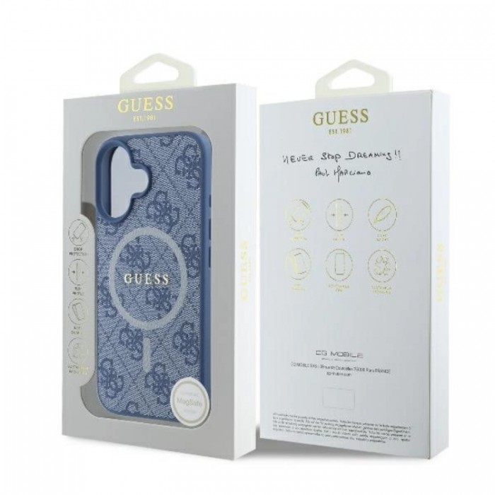 Guess - Guess iPhone 16 Plus Mobilskal Magsafe 4G Ring Classic Logo - Bl