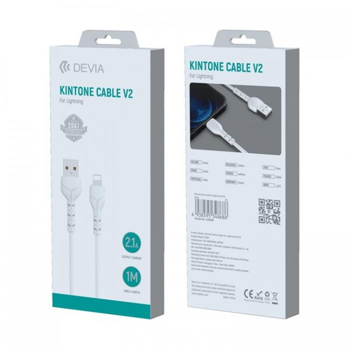 Devia - Devia USB Till Lightning Kabel 1m 2.1A Kintone EC143 - Vit