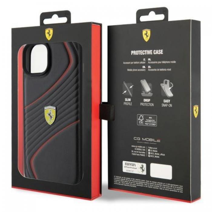 Ferrari - Ferrari iPhone 15 Plus Mobilskal Twist Metal Logo - Svart