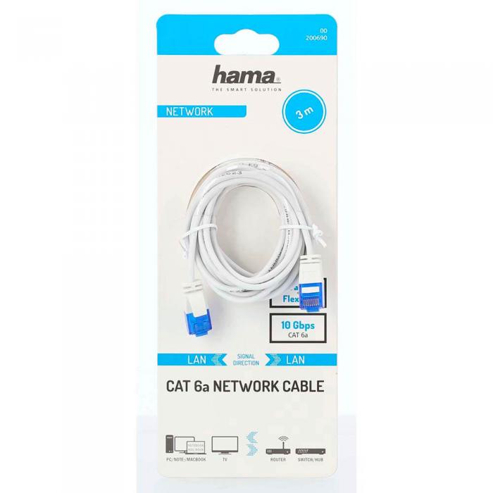 Hama - Hama Ntverkskabel CAT6a Slim U/UTP 3.0m - Vit