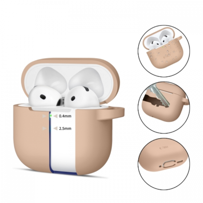 Tech-Protect - Tech-Protect Airpods 4 Skal Silikon Hook - Caffe Latte