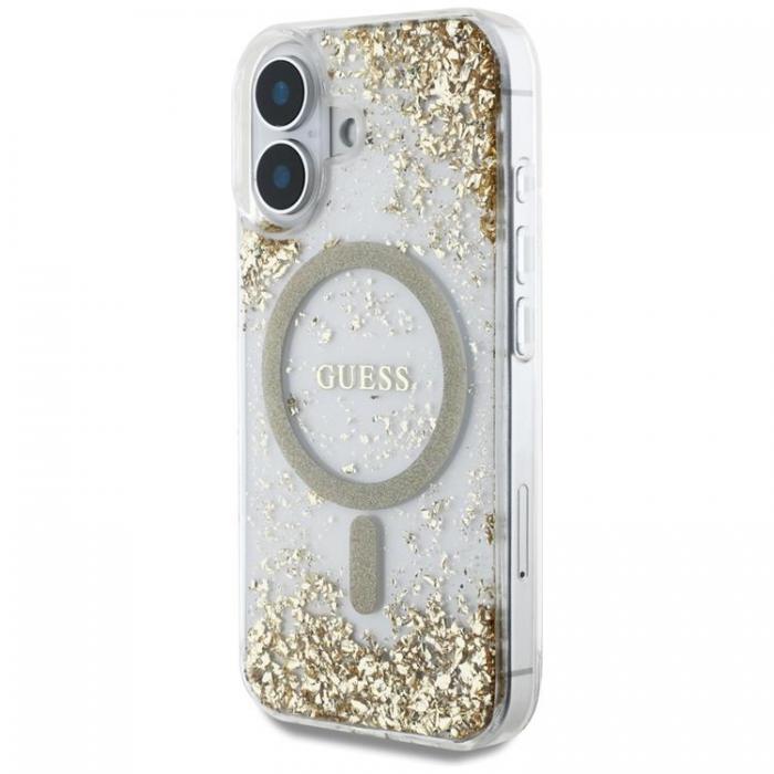 Guess - Guess iPhone 16 Mobilskal MagSafe HC Resin Bottom Glitter - Guld