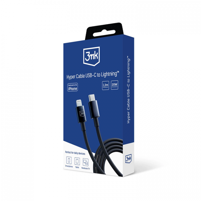 3MK - 3mK Hyper USB-C till Lightning kabel 20W 1.2m - Svart