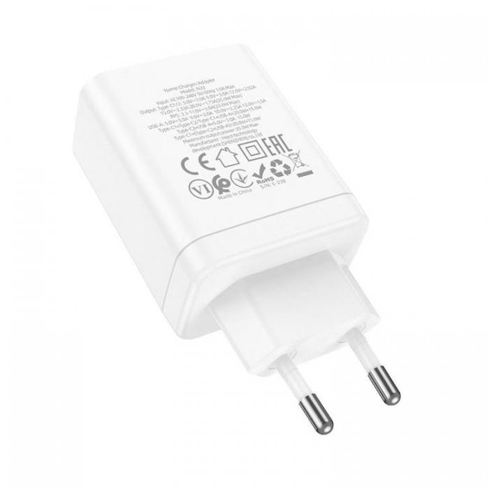 Hoco - Hoco Vggladdare 35W 2xType C + USB A N33 - Vit