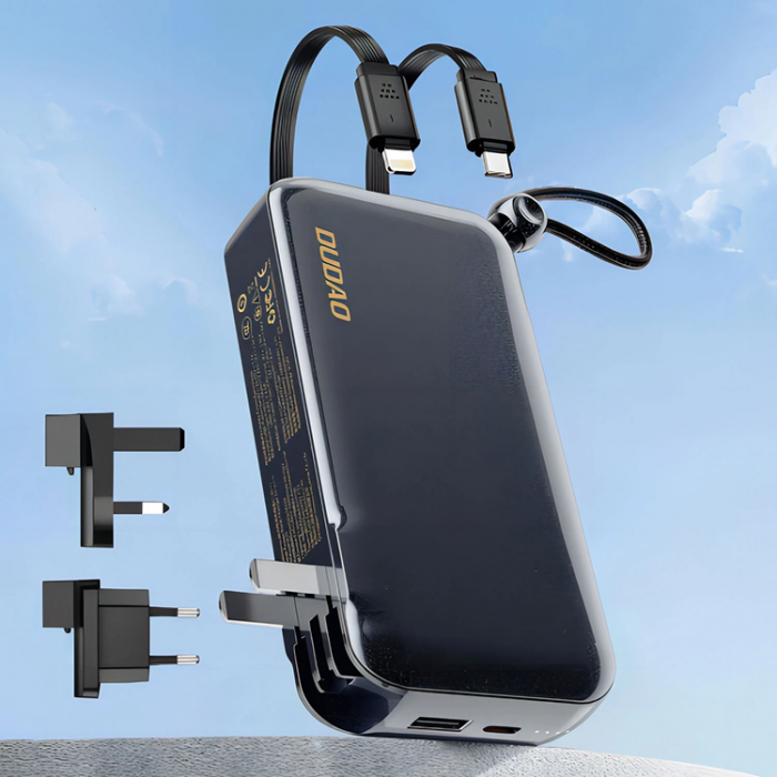 Dudao - Dudao 2in1 Powerbank 10000mAh Med 3-Plug Vggladdare - Svart