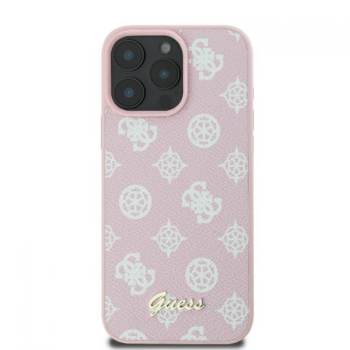 Guess - Guess iPhone 16 Pro Mobilskal MagSafe Peony Script Logo - Rosa