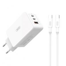 XO - XO Väggladdare USB/2x USB-C 65W med USB-C/USB-C Kabel PD QC 3A