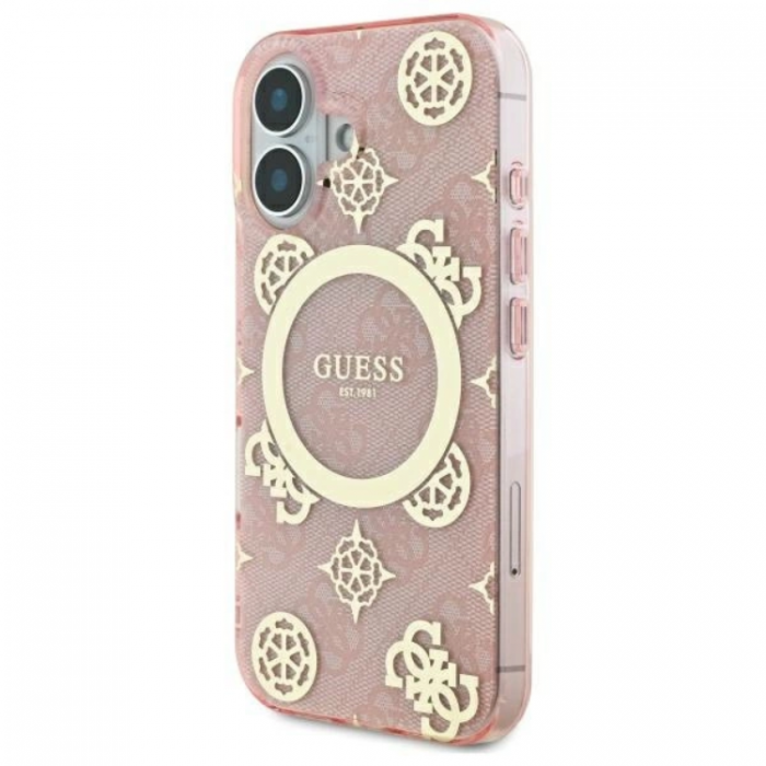 Guess - Guess iPhone 16 Mobilskal MagSafe IML Peony On 4G Background