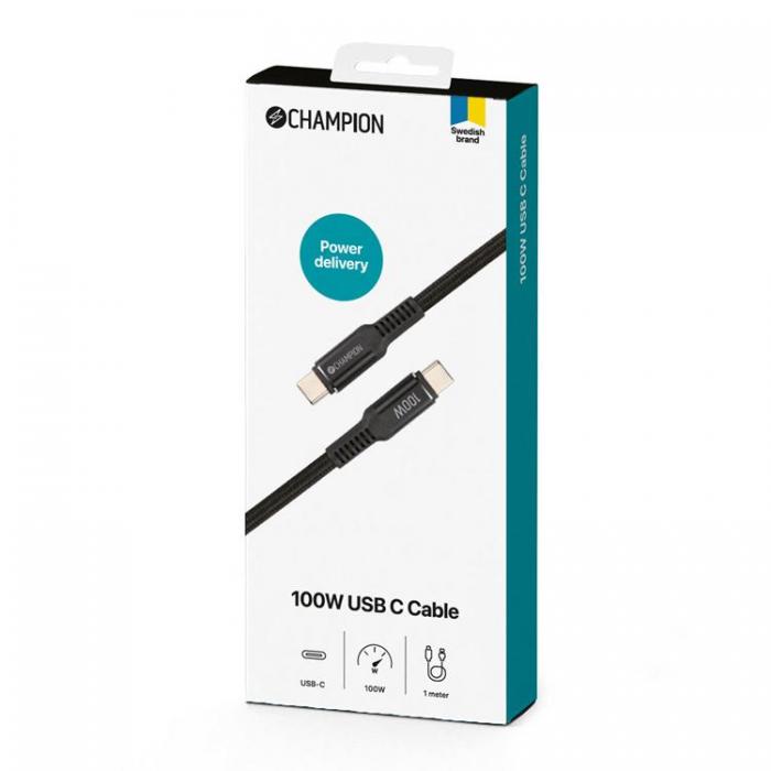 Champion - CHAMPION Kablar USB-C till USB-C 3.2 100w 1m