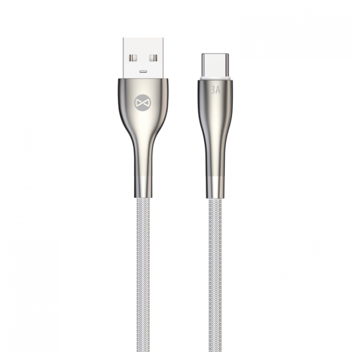 Forever - Forever Sleek USB-C till USB-A kabel 1m 3A - Vit