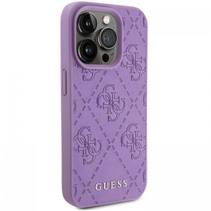 Guess - Guess iPhone 15 Pro Mobilskal Lder Stamped - Lila