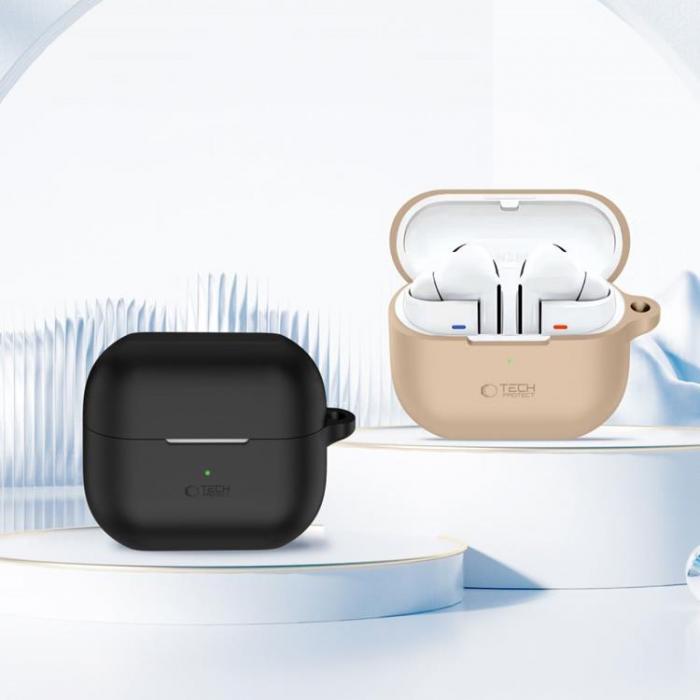 Tech-Protect - Tech-Protect Galaxy Buds 3/3 Pro Skal Silikon Hook - Cafe Latte