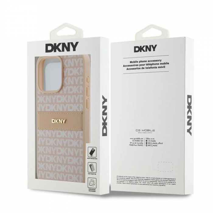 DKNY - DKNY iPhone 15 Pro Max Mobilskal Lder Mono Stripe & Metal Logo