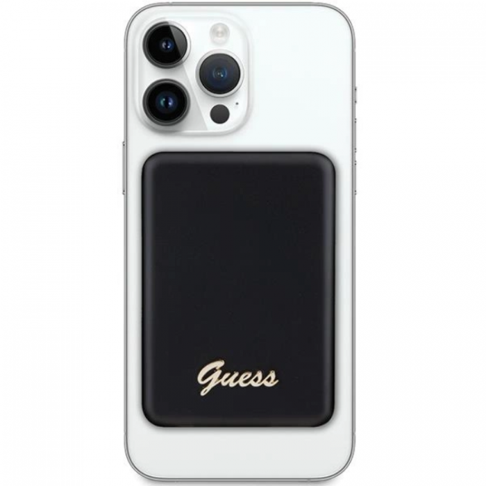 Guess - Guess Magsafe Powerbank 5000mAh 15W Metal Script Logo - Svart