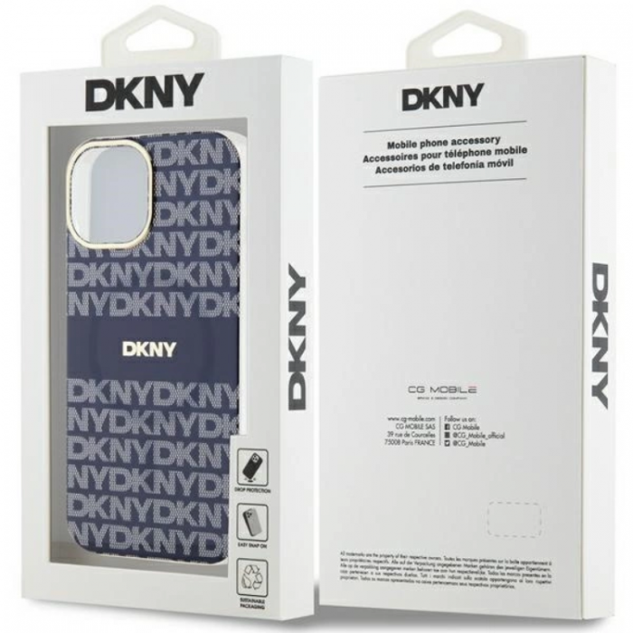 DKNY - DKNY iPhone 15/14/13 Mobilskal Magsafe IML Mono & Stripe - Bl