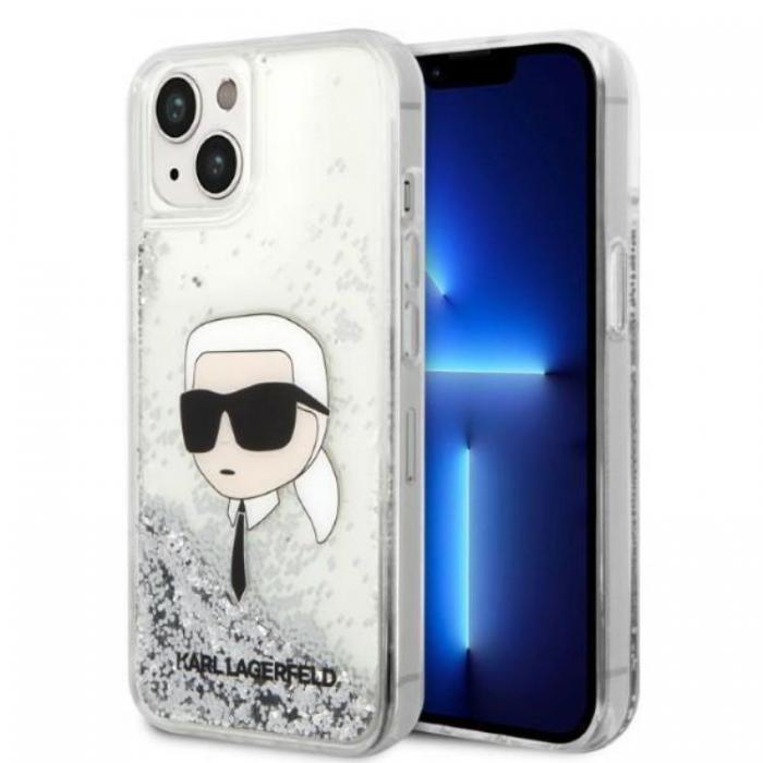 KARL LAGERFELD - Karl Lagerfeld iPhone 14 Plus Skal Glitter Karl Head - Silver