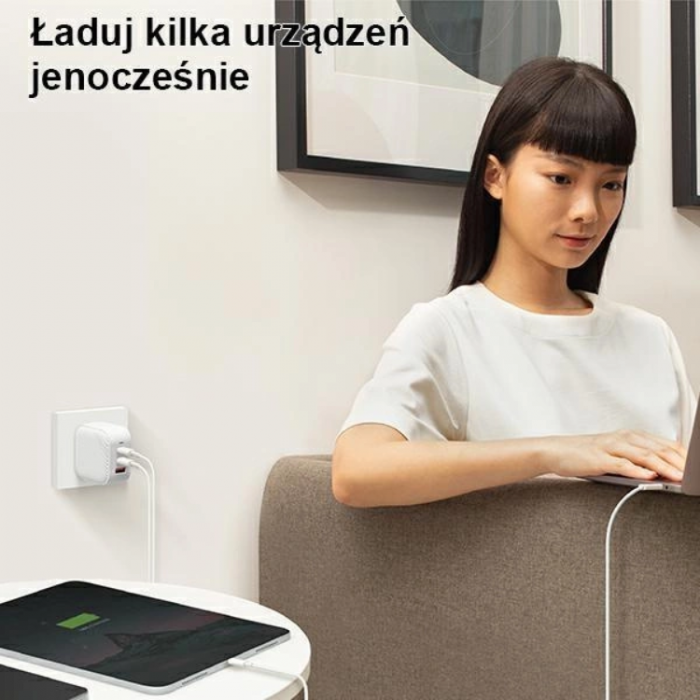 UNIQ - UNIQ Gan USB-C Snabb vggladdare 66W Verge Pro - Vit