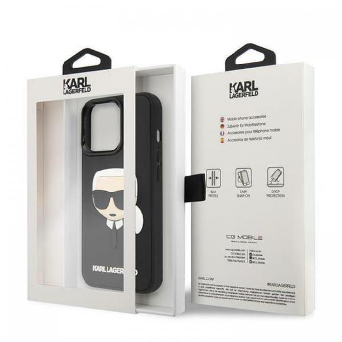 KARL LAGERFELD - Karl Lagerfeld iPhone 14 Pro Skal 3D Rubber Karl`s Head - Svart