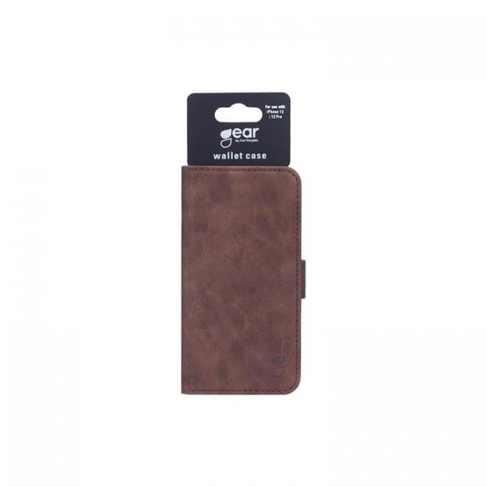 GEAR - GEAR MobilPlnboksfodral Nubuck PU iPhone 12 / 12 Pro - Brun