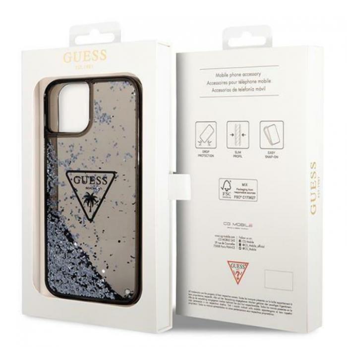 Guess - GUESS iPhone 14 Skal Liquid Glitter Palm - Svart