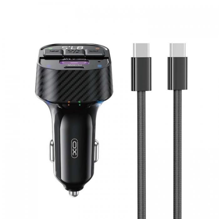 XO - XO FM-sndare Bluetooth Med Billadare 30W + USB-C Kabel - Svart