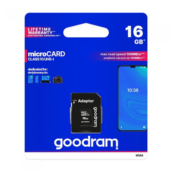 OEM - GoodRam 16GB microSDHC minneskort Klass 10 UHS-I med adapter