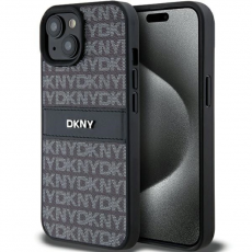 DKNY - DKNY iPhone 15/14 Plus Mobilskal Läder Mono Stripe & Metal Logo