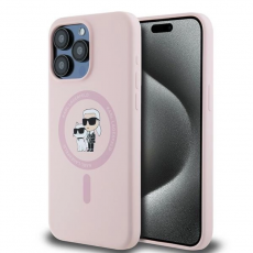 KARL LAGERFELD - Karl Lagerfeld iPhone 15 Pro Mobilskal Magsafe Silikon - Rosa