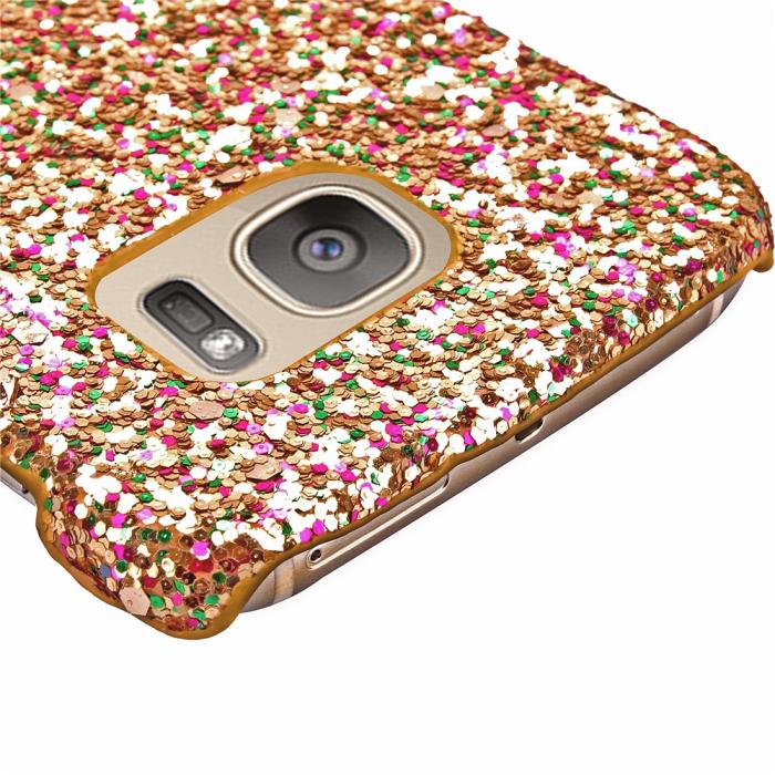 UTGATT5 - MobilSkal till Samsung Galaxy S7 Edge - Glitter Guld