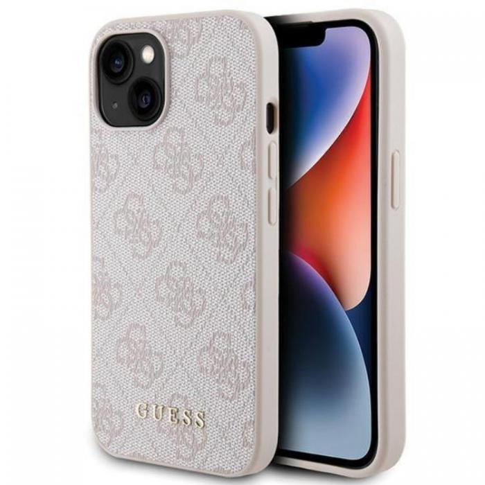 Guess - Guess iPhone 15 Plus Mobilskal Metall Gold Logo - Rosa