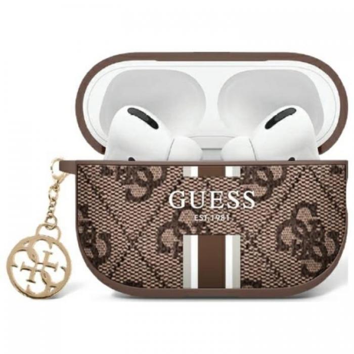 Guess - Guess AirPods 1/2 Skal 4G Printed Stripes Charm - Brun