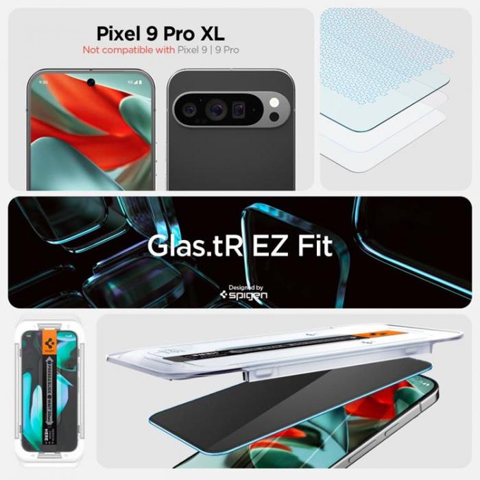 Spigen - Spigen [2-Pack] Google Pixel 9 Pro XL Skrmskydd Hrdat Glas EZ-FIT