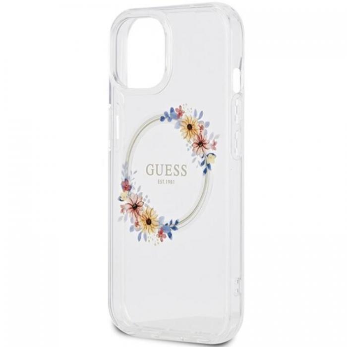 Guess - Guess iPhone 15 Mobilskal Magsafe IML Flowers Wreatch