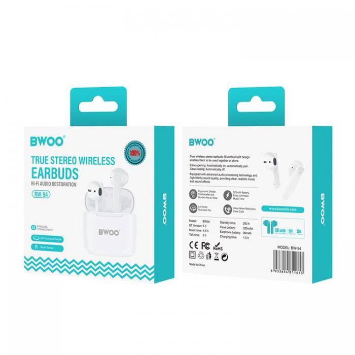 BWOO - BWOO TWS In-Ear Hrlurar Trdlsa Bluetooth BW94 - Vit