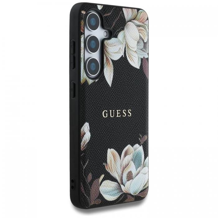 Guess - Guess Galaxy S25 Ultra Mobilskal MagSafe Grained Printed Flower - Svart