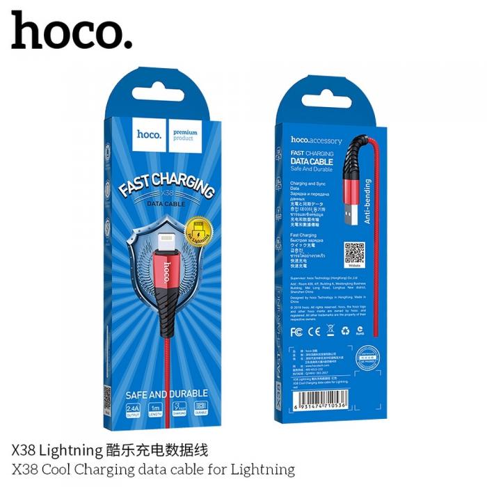 Hoco - HOCO COOL USB-A till Lightning kabel 1m Rd