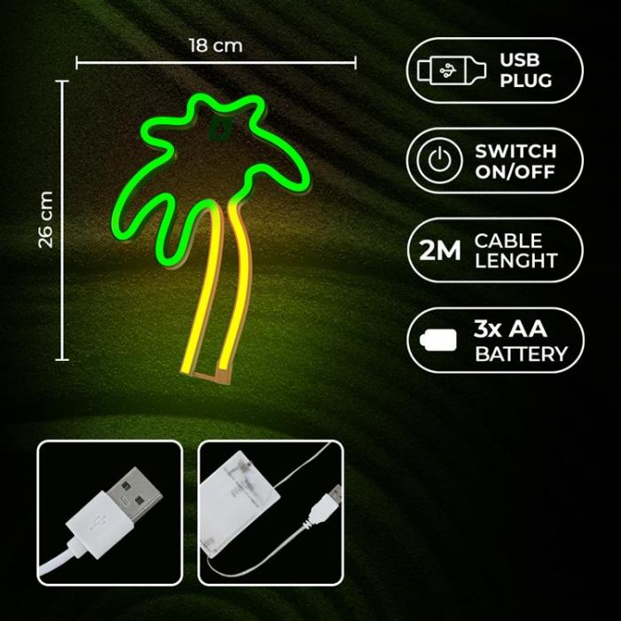 Neolia - Neolia LED Neon Light PALM P Stativ NNE04 - Grn/Orange