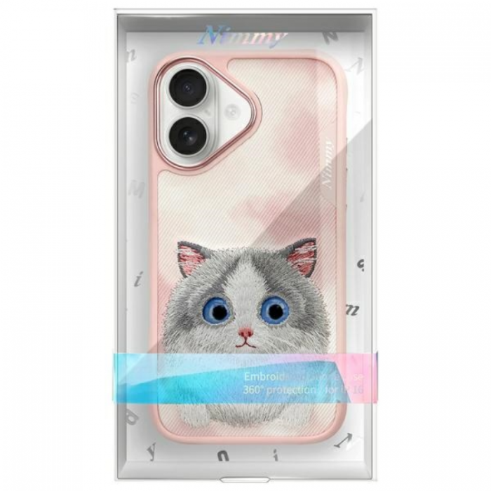 NIMMY - Nimmy iPhone 16 Mobilskal Big Eyed Pet 2.0 Cat - Rosa