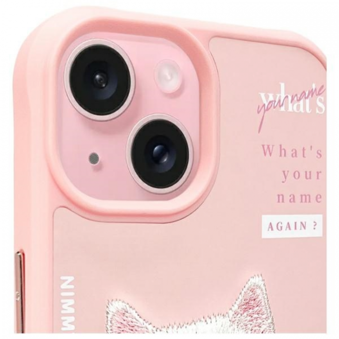 NIMMY - Nimmy iPhone 15 Mobilskal Cool & Cute 2.0 Cat - Rosa