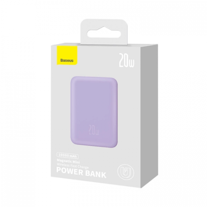 BASEUS - Baseus Powerbank 10000mAh 20W Mini Med USB-C Kabel - Lila