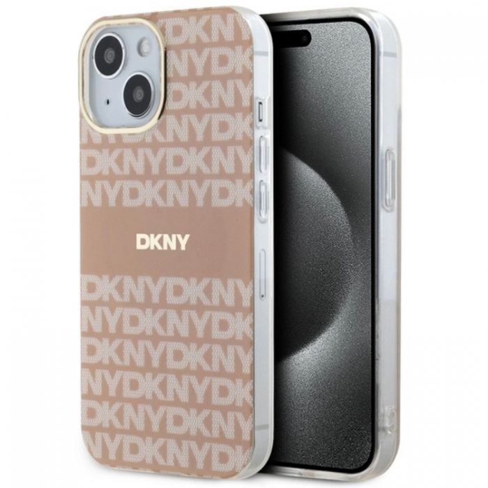 DKNY - DKNY iPhone 15/14 Plus Mobilskal Magsafe IML Mono & Stripe - Rosa