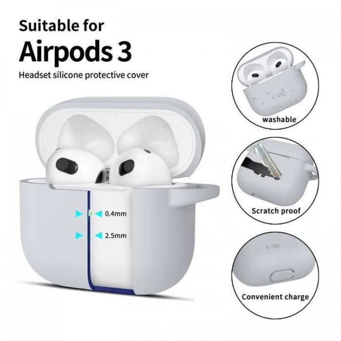 Tech-Protect - Tech-Protect Apple Airpods 3 Skal Silikon Hook - Crayon Gr