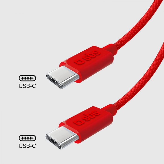 SBS - SBS USB-C - USB-C Kabel 1.5m 60W Braided - Rd