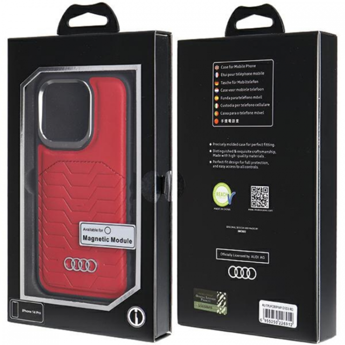 Audi - Audi iPhone 15 Pro Max Mobilskal Magsafe Synthetic Lder - Rd