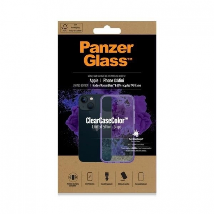 PanzerGlass - PanzerGlass iPhone 13 Mini Mobilskal Antibacterial - Transparent/Lila