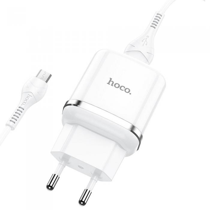 Hoco - HOCO laddare USB-A 3A Snabbladdning micro-USB kabel 1m vit