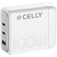 Celly - Celly 1 x USB-A + 2 x USB-C Kraftverk (100W) - Vit