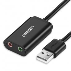 Ugreen - UGreen Externt Ljudkort musikadapter USB - 3,5 mm minijack 15cm