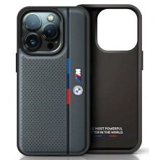 BMW - BMW iPhone 16 Mobilskal Perforated Tricolor Line - Mörkgrå